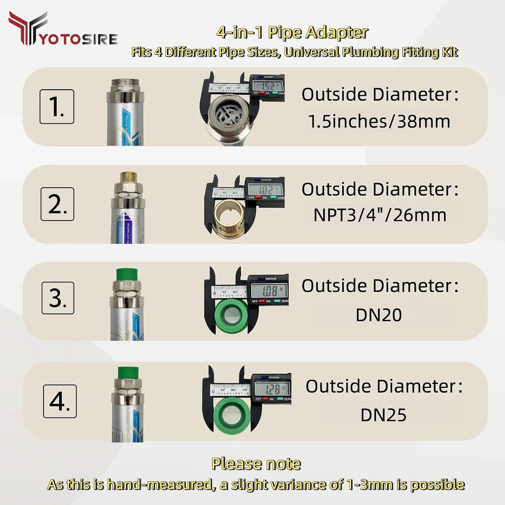 Salt-Free Whole House Water Descaler,4-in-1 Pipe Adapter Water Descaler System, 3/4" NPT,Prevents Limescale in