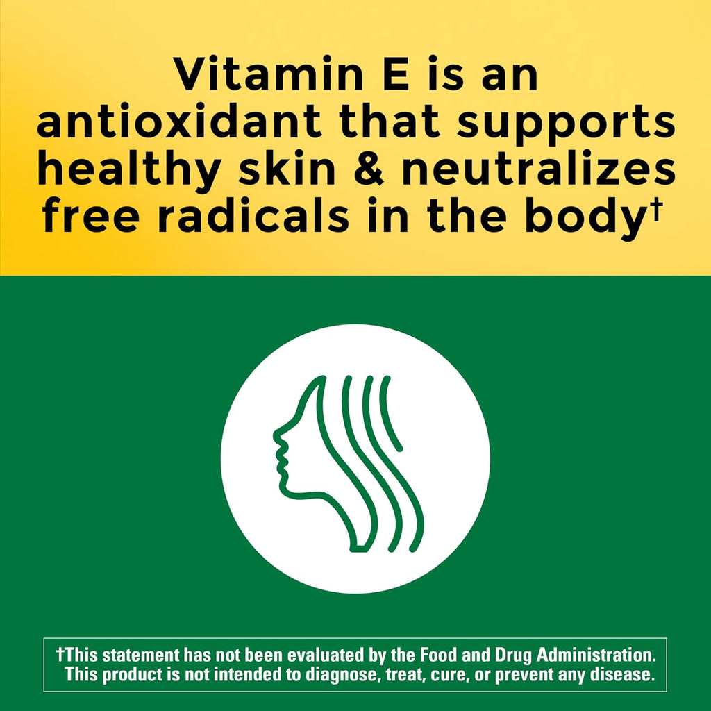 Vitamin E 180 mg (400 IU) dl-Alpha, Dietary Supplement for Antioxidant and Skin Support, 180 Softgels, 180 Day Supply