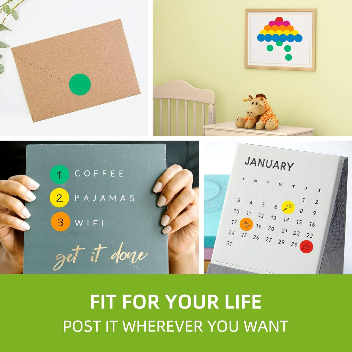 3/4" Round Color Coding Circle Dot Labels 3000 PCS Includes Bright Yellow Green Red Pink Orange Blue(6 Rolls,500