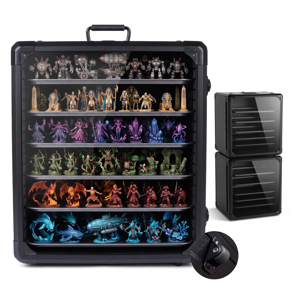 X-Large Stackable Miniature Carrying Case, 6 Adjustable Metal Trays