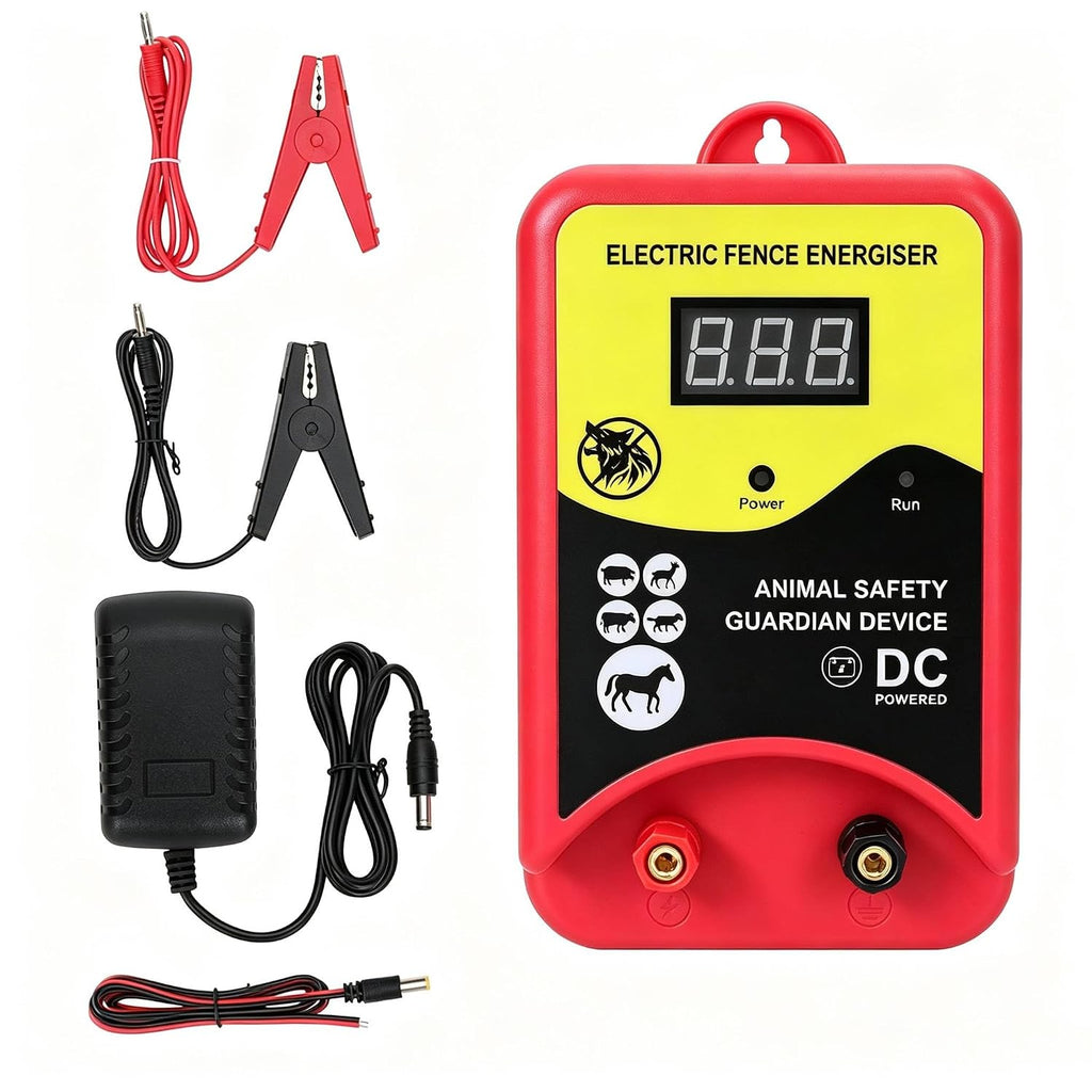12KV Electric Fence Charger, 10 Mile Pulse Waterproof Energizer with LED Indicator, Livestock & Wild Animal Repeller