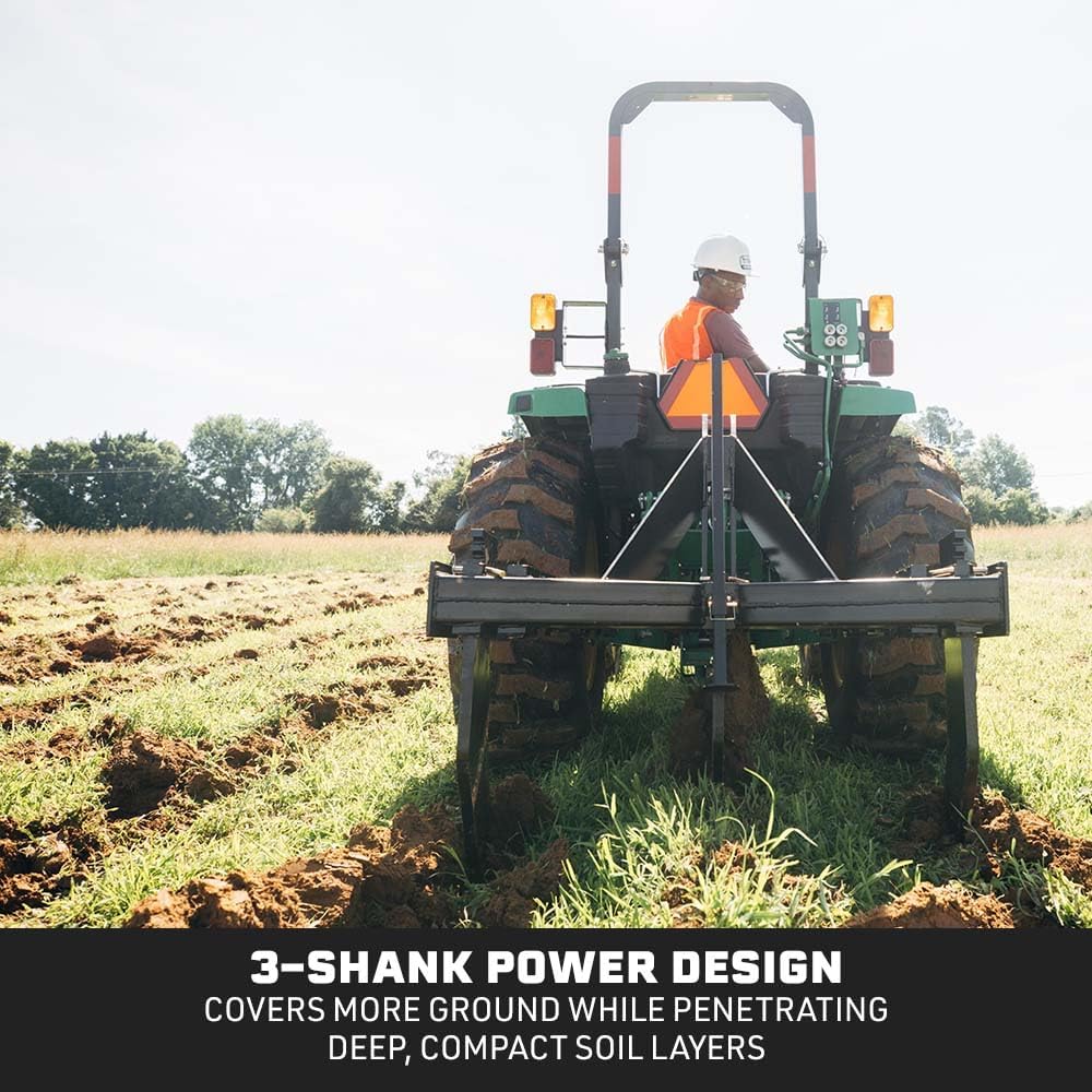 Titan Attachments 3 Shank Subsoiler Ground Ripper Fits Category 1 and 2, 3 Point Quick Hitch Compatible
