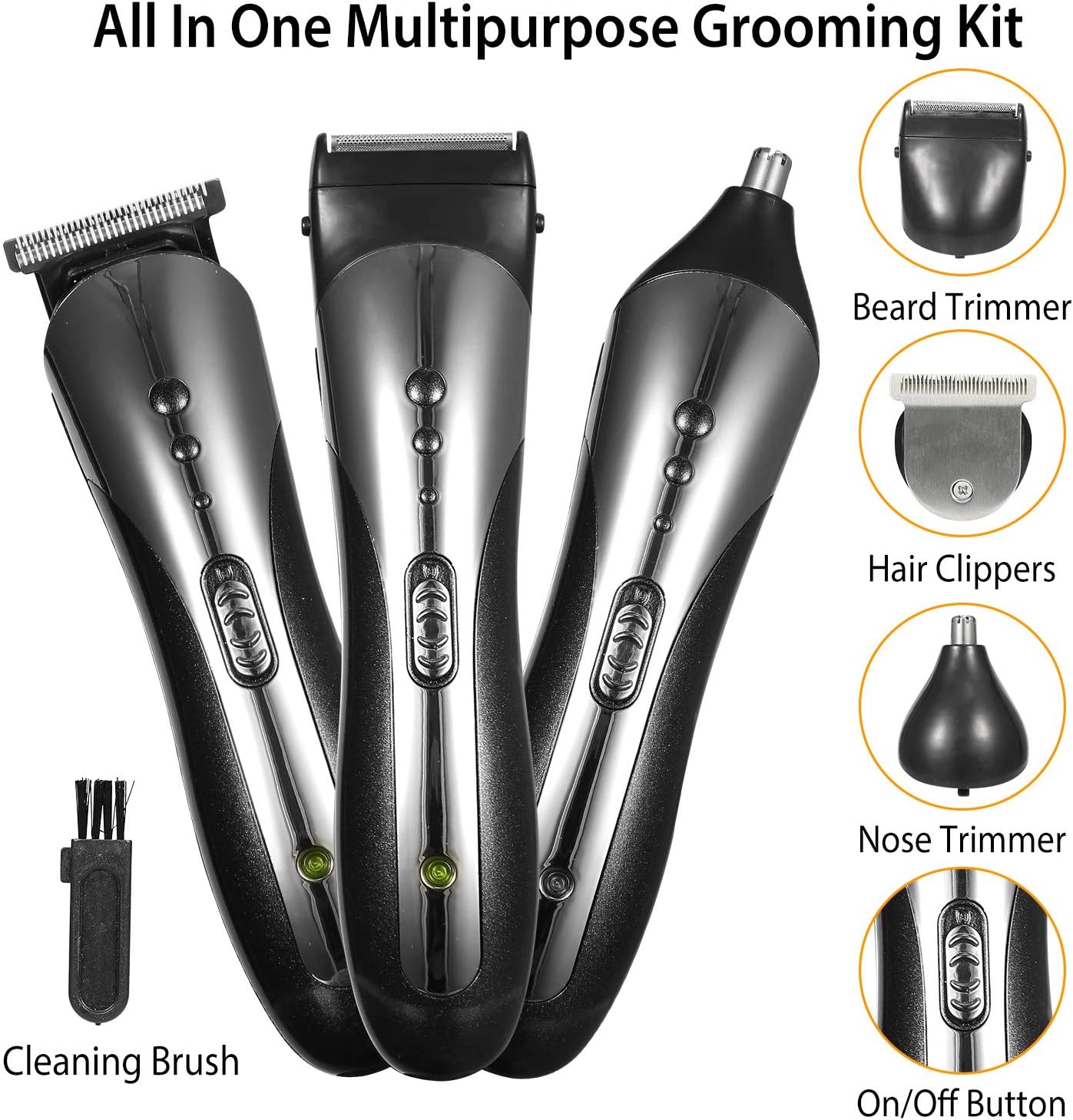 All-in-1 Multi Grooming Kit for Men, Cordless/Rechargeable Electric Hair Clippers, Beard & Mustache Trimmer