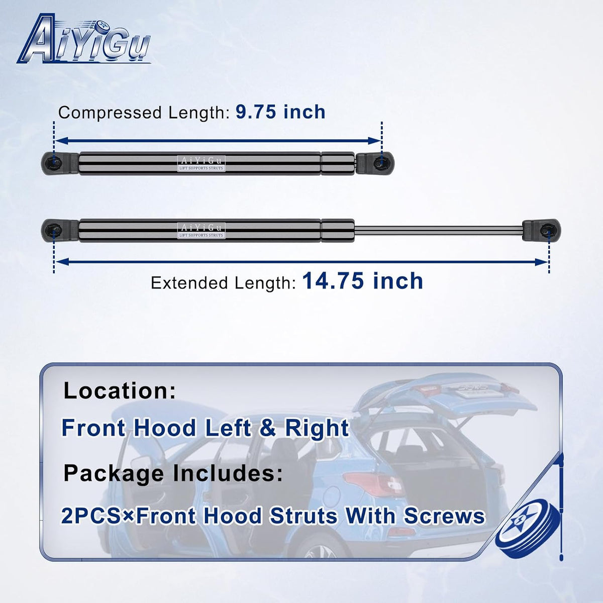 6288 Front Hood Strut Shock for 06-10 Hummer H3, 09-10 Hummer H3T