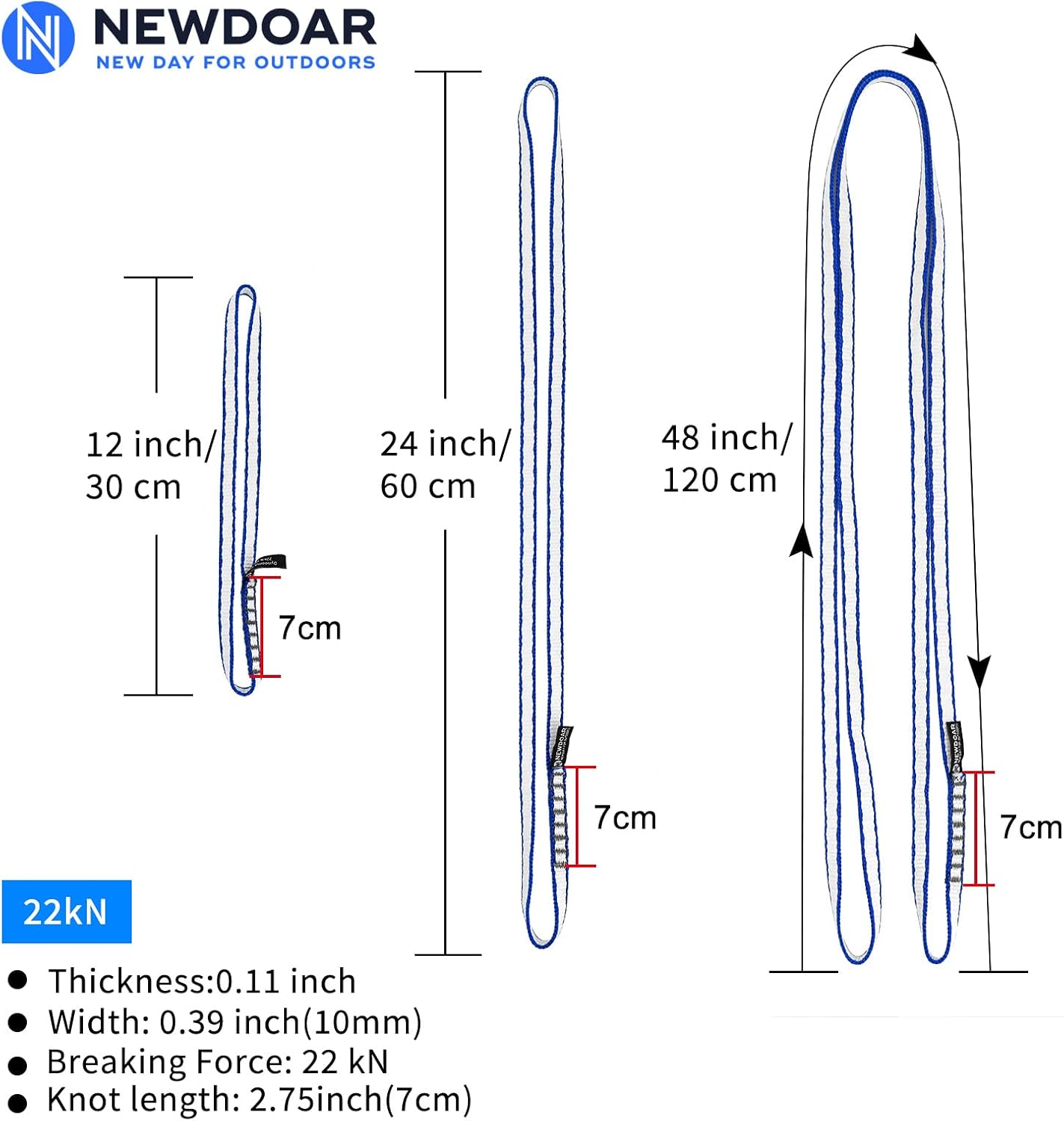 Climbing Sling 10mm Dyneema Sling Runners 22KN 4840LB Climbing Utility Cord Rock Climbing, Creating Anchors System