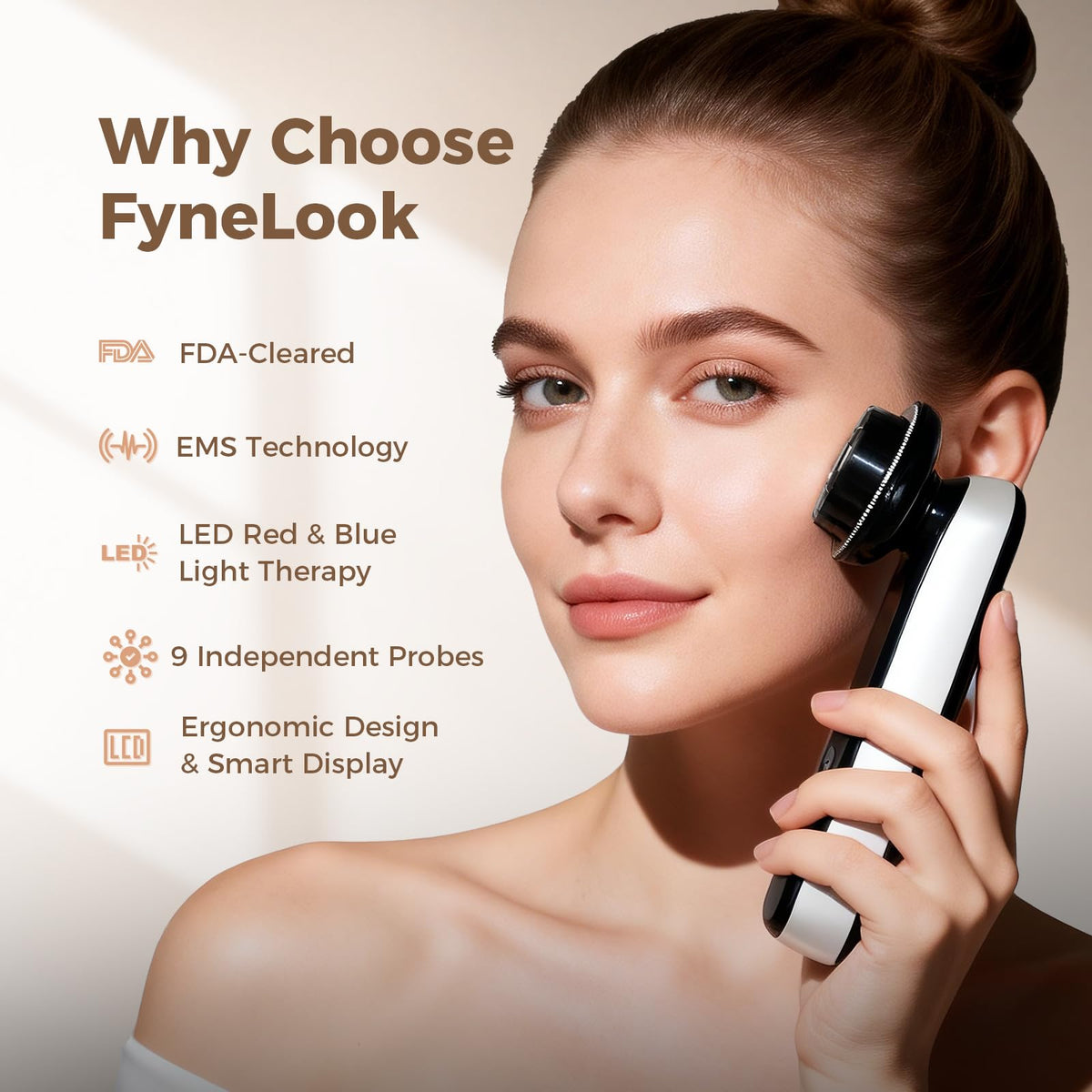 Microcurrent Facial Device with Red Light &Cooling for Puffiness