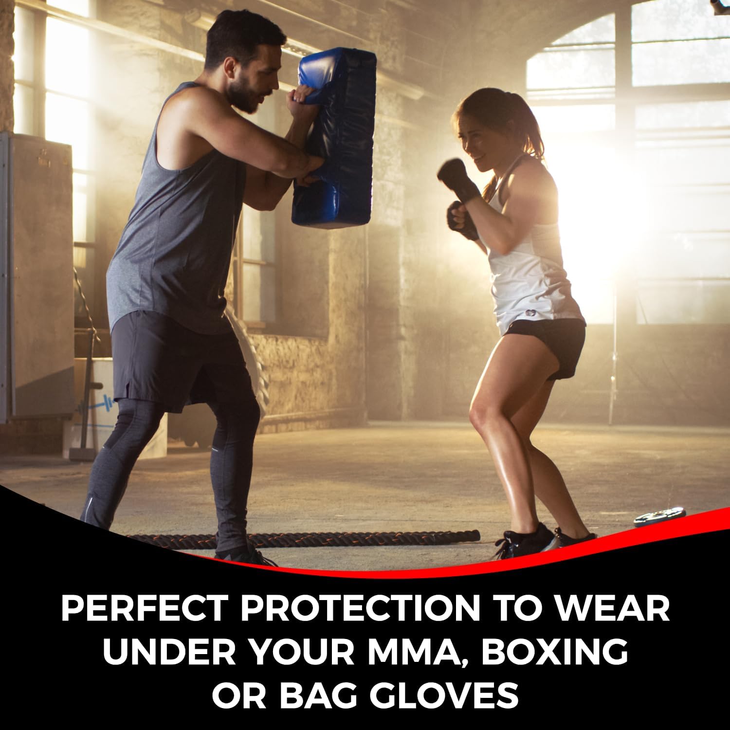 DEFY Padded Inner Gloves Quick 75cm Long Strap – Inner Boxing Gloves Gel Padded Knuckle Protection – Elasticated