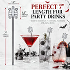 Halloween Skeleton Drink Stirrers, 36 Pack, 7-Inch Cocktail Sticks