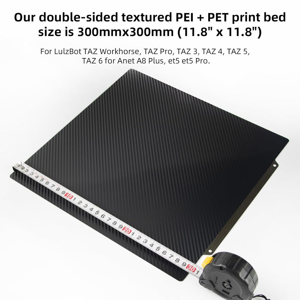 PET+PEI Build Plate 300x300mm Double Sided PET+PEI Print Bed Flexible Spring Steel Sheet for LulzBot TAZ Workhorse