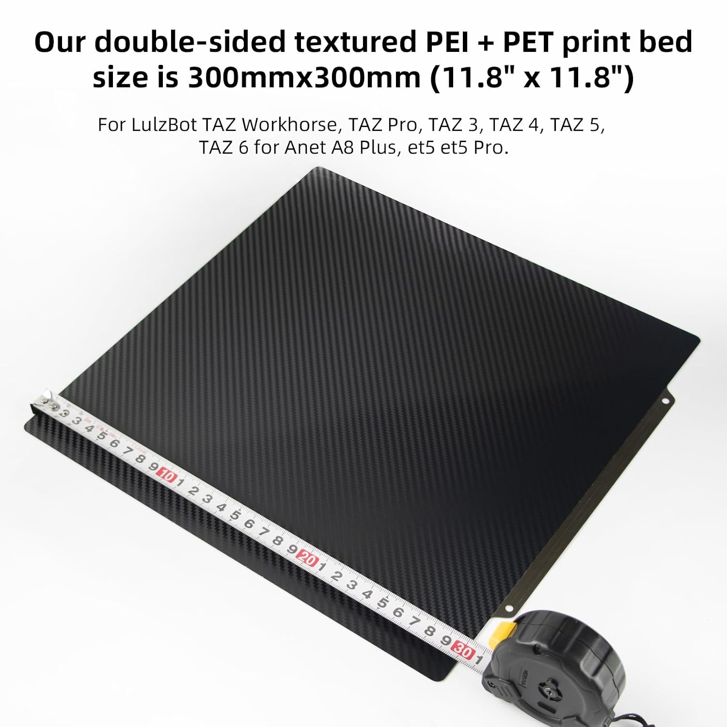 PET+PEI Build Plate 300x300mm Double Sided PET+PEI Print Bed Flexible Spring Steel Sheet for LulzBot TAZ Workhorse