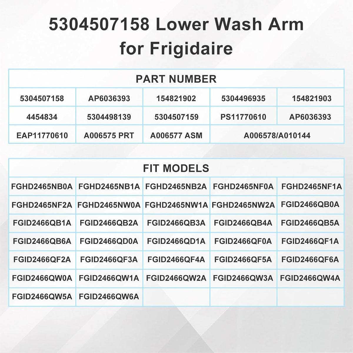 Freeboy 5304507158 Dishwasher Lower Spray Arm for Frigidaire Gallery