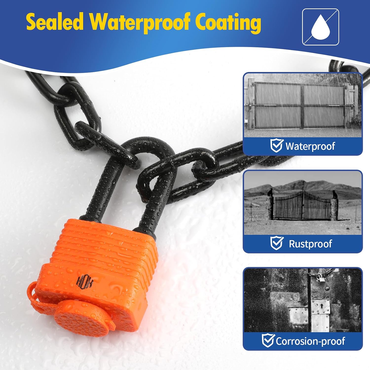 6-Pack Weather Resistant Padlocks – 40mm Laminated Steel, Chrome Plated with 2-inch Shackle, Vinyl Wrapped, Hardened