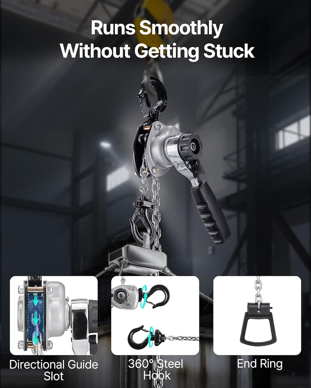 Manual Lever Chain Hoist, 1/2T 1100LBS Capacity Heavy Duty Come Along, 5FT Lift G80 Alloy Steel Chain with Dual Pawl