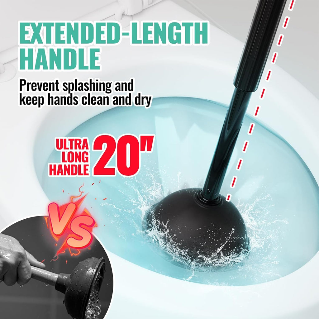 3 in 1 Toilet Brush and Plunger Set with Crevice Cleaning Brush, Toilet Plunger and Brush Set with Extra Long Handle