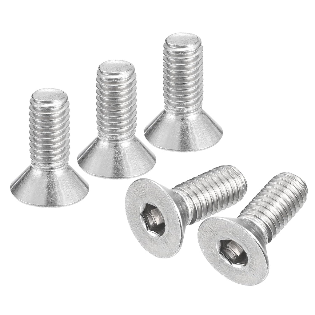 uxcell #10-32x1/2 Flat Countersunk Head Socket Cap Screws, 50Pcs 304 Stainless Steel Hex Socket Flat Head Screws, Full Thread, Countersunk Bolts