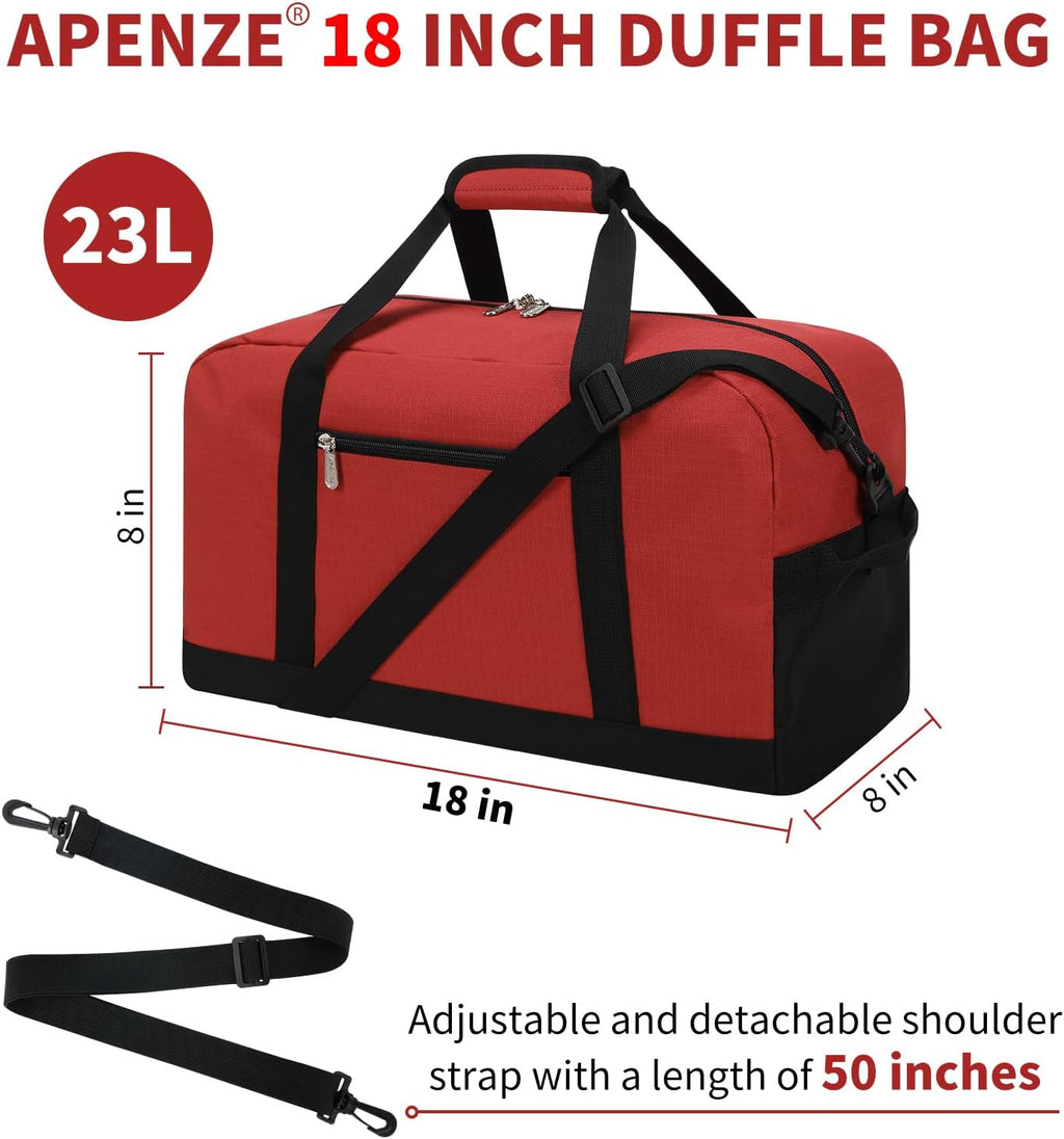 Small Gym Bag 18 inch Carry On Duffel Bag for Weekender Travel - Red