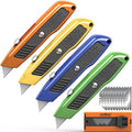 4-Pack Box Cutter Utility Knife, Heavy Duty Aluminum Shell Retractable Box Cutter for Cardboard, Boxes and Cartons