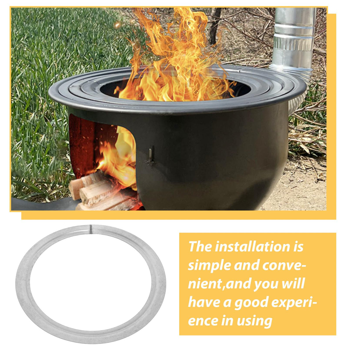 Iron Stove Ring for Chimney Stoves, Universal Fit Quick Install