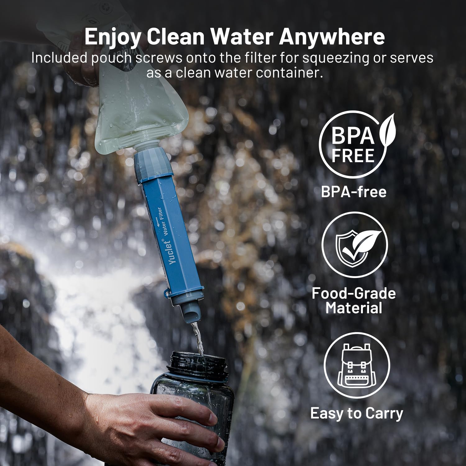 Gravity Water Filter System w/ 2-Gal Bag & 0.1-Micron Filter Straw | Gravity-Fed Water Filtration System Water