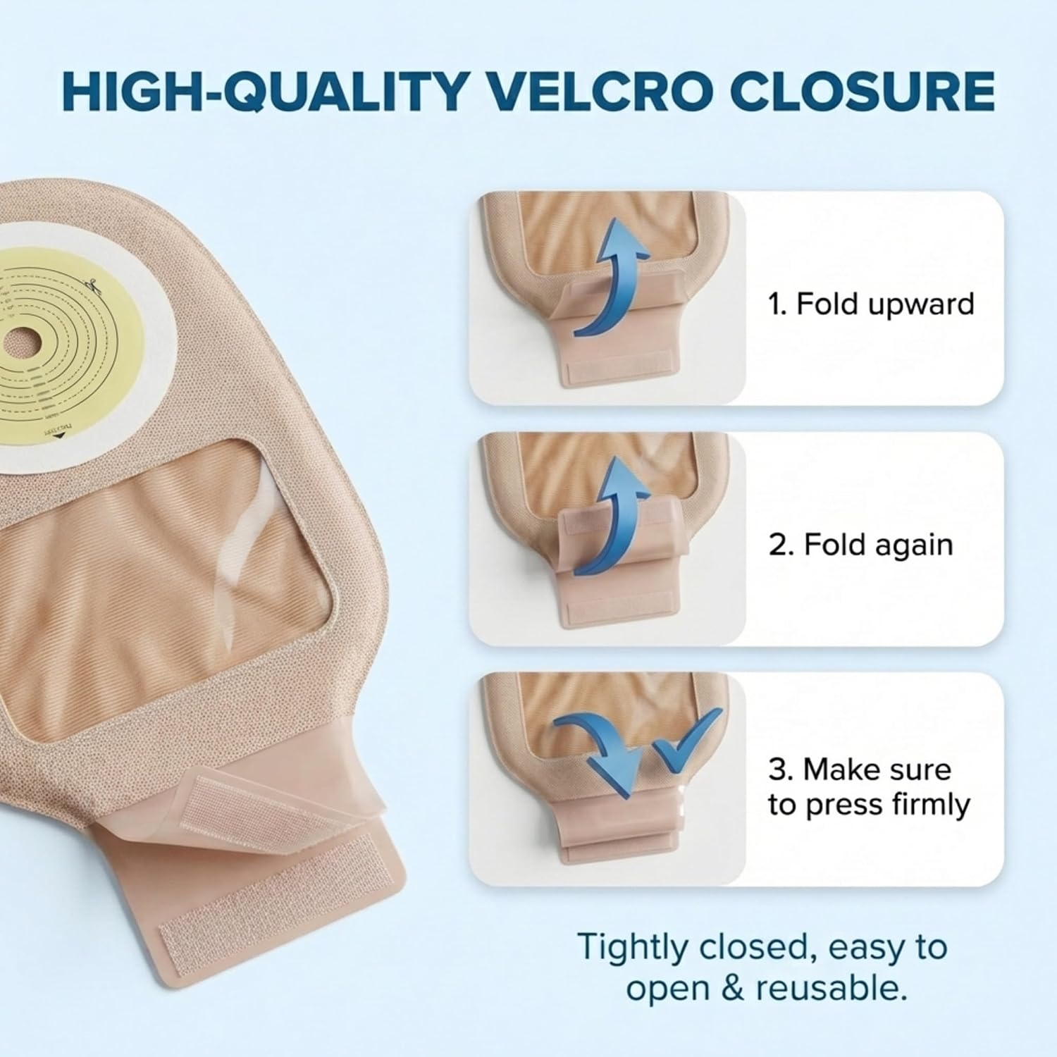 20 Pk Colostomy Bags, One-Piece Drainable Cut-to-Fit, Tan