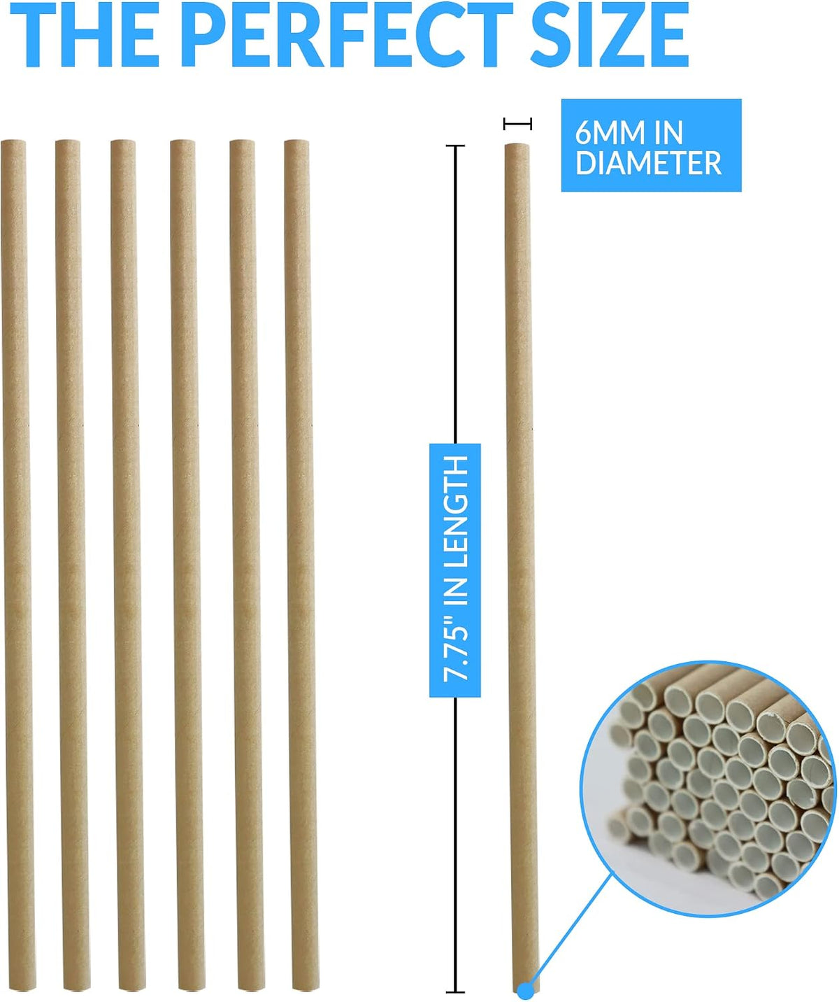 400 Pack Paper Straws (Kraft Brown) | Paper Straws for Drinking