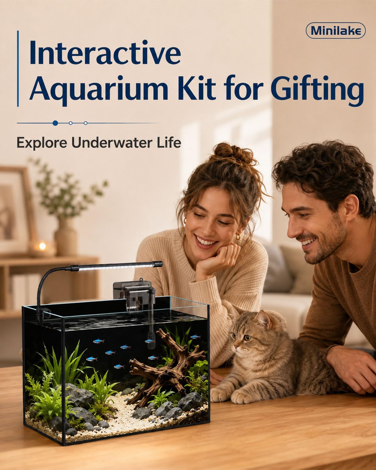 5 Gallon Glass Aquarium Starter Kit, Rimless Fish Tank