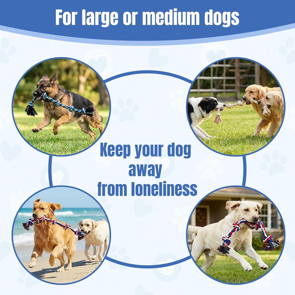 Dog Rope Toys for Aggressive Chewers, Interactive Heavy Duty Dog Toys for Medium Large Dogs, Tough Twisted Rope Toy