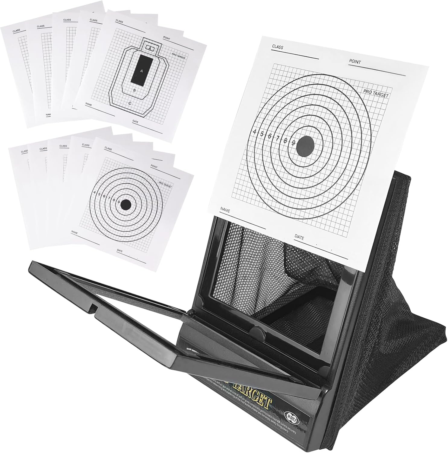 Airsoft Targets with Catcher for Kids, Beginners, Hobbyists | Foldable BB Trap System for 6mm Plastic BBs, Backyard