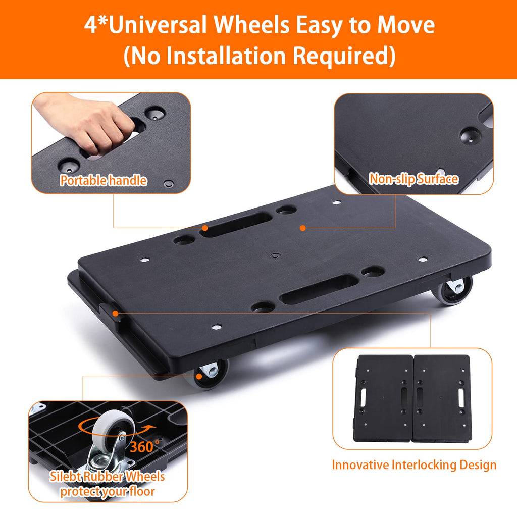 Moving Furniture Dolly 2-Pack, Connectable 500lbs Flat Cart