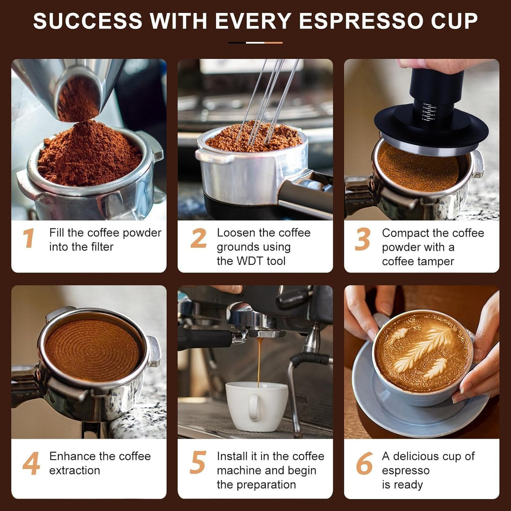 51mmCoffee Tamper Set 22PCS Espresso Accessories Kit | with Frothing Pitcher，WDT Tool，Stirrer，Tamper Mat ，Coffee
