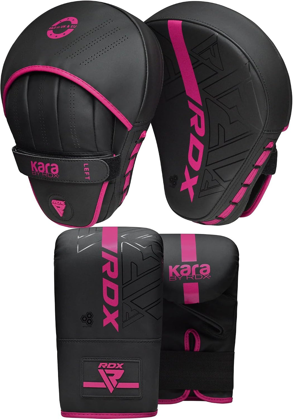 Boxing Pads and Bag Gloves Set, Maya Hide Leather Kara Hook and Jab Training Pads, Curved Focus Mitts for MMA, Muay