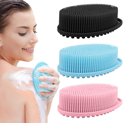 3 Pack Silicone Body Scrubber, Exfoliating Soft Loofah Bath Body Scrubbers for Use in Shower, Exfoliating Body