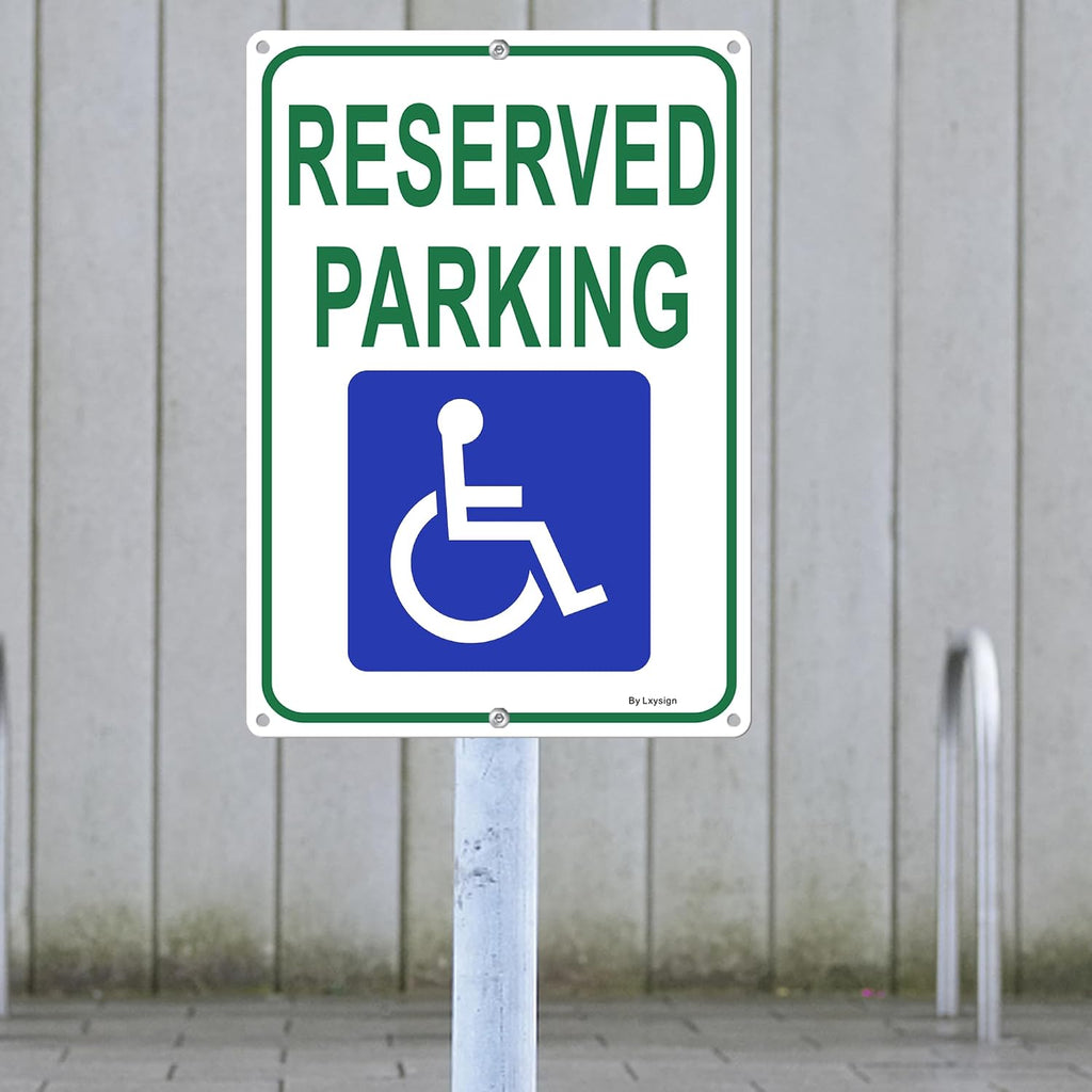 (2Pack) Reserved Parking Sign, Handicap Parking Sign, 14 x 10 x 0.04 in, Reflective Rust Free Aluminum, Weather