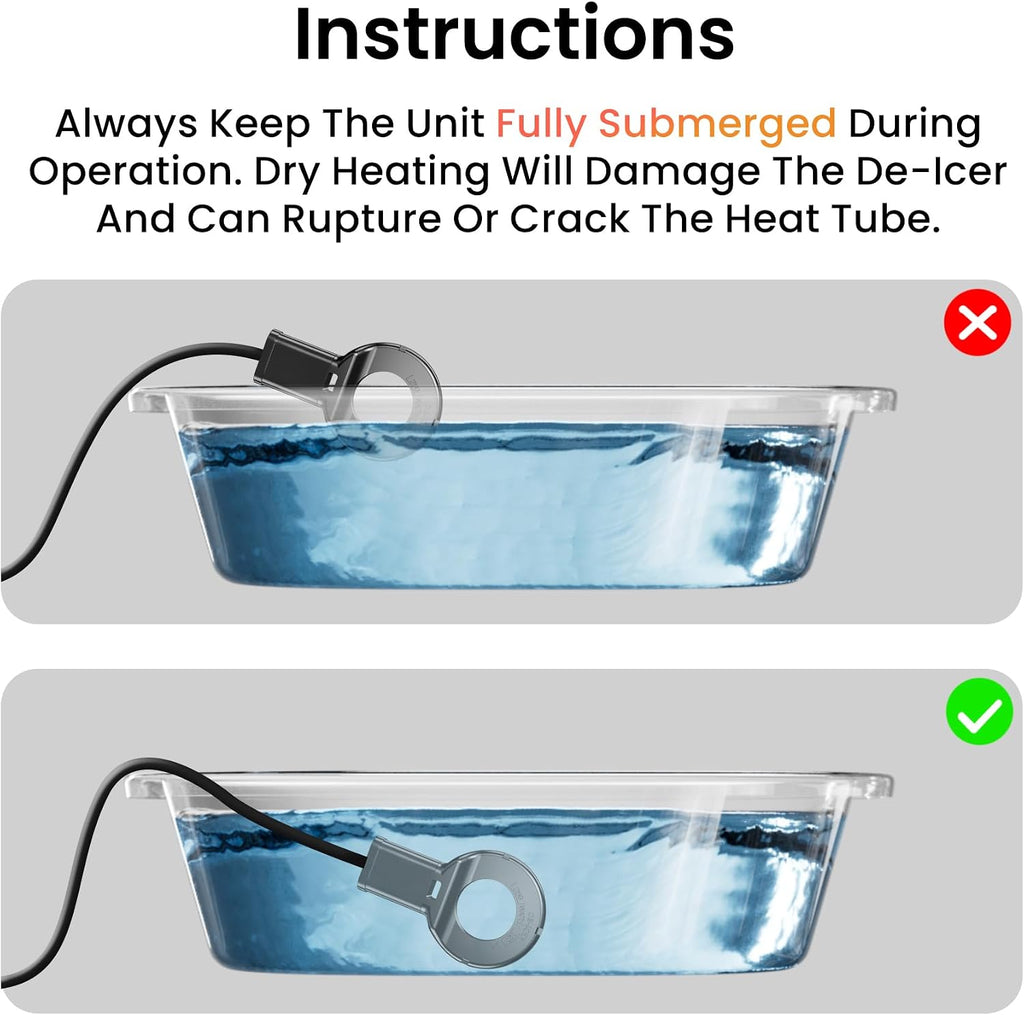 250W Submersible Cast Aluminum De-Icer – Thermostatic Chicken Water Heater for Livestock Tanks & Winter Bird Baths