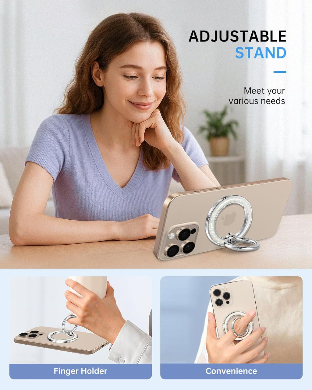 Magnetic Phone Ring Holder with MagSafe - Magnetic Phone Grip MagSafe Ring Holder Magnet Removable Cell Phone Stand