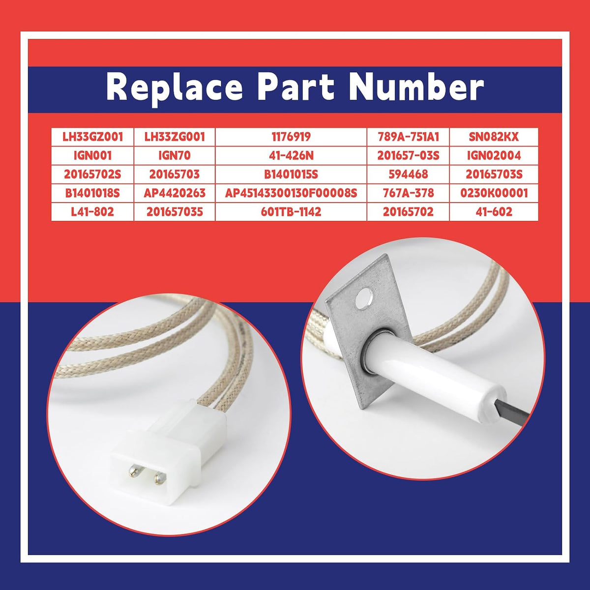 LH33GZ001 Hot Surface Ignitors Replacement for Carrier for Bryant for Payne Furnace, Replace LH33ZG001 1176919 789A-751A1 41-426N Silicon Nitride Igniters