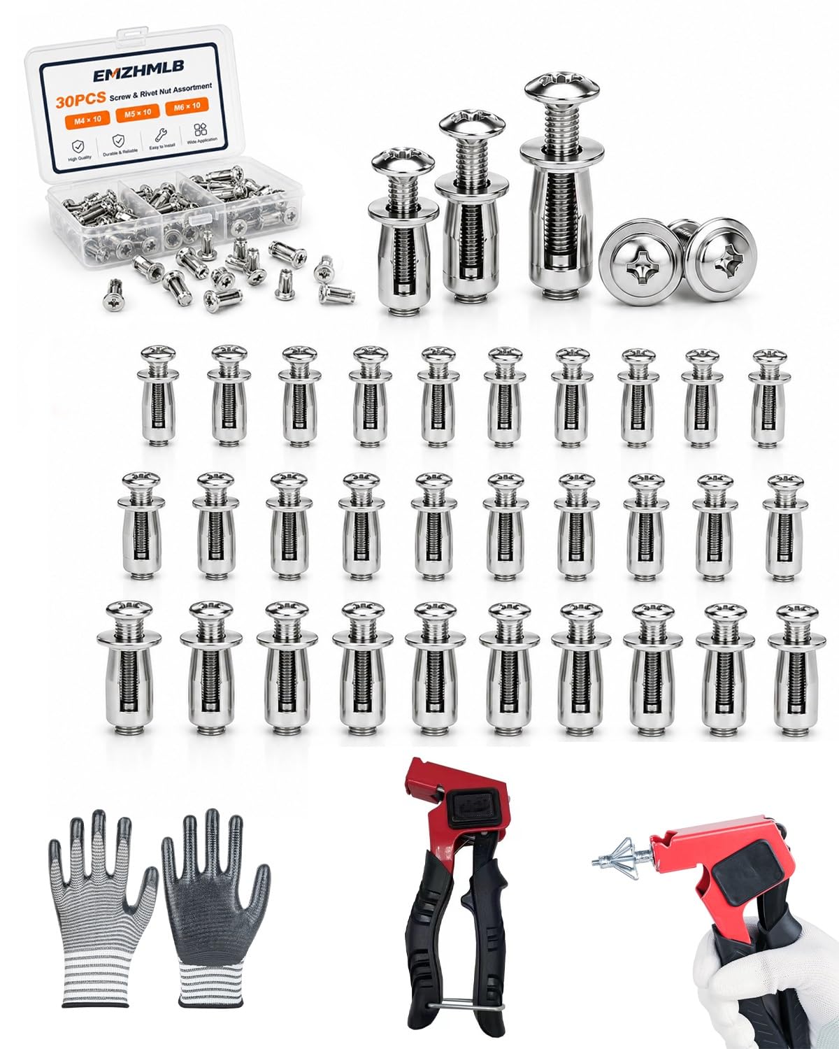 EMZHMLB Button Rivet Locking Nuts Set tuercas remachables Flower Nuts Bolts
