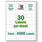 1" x2-5/8 Mailing Address Labels,4500 Sticker Labels(150 Sheets)