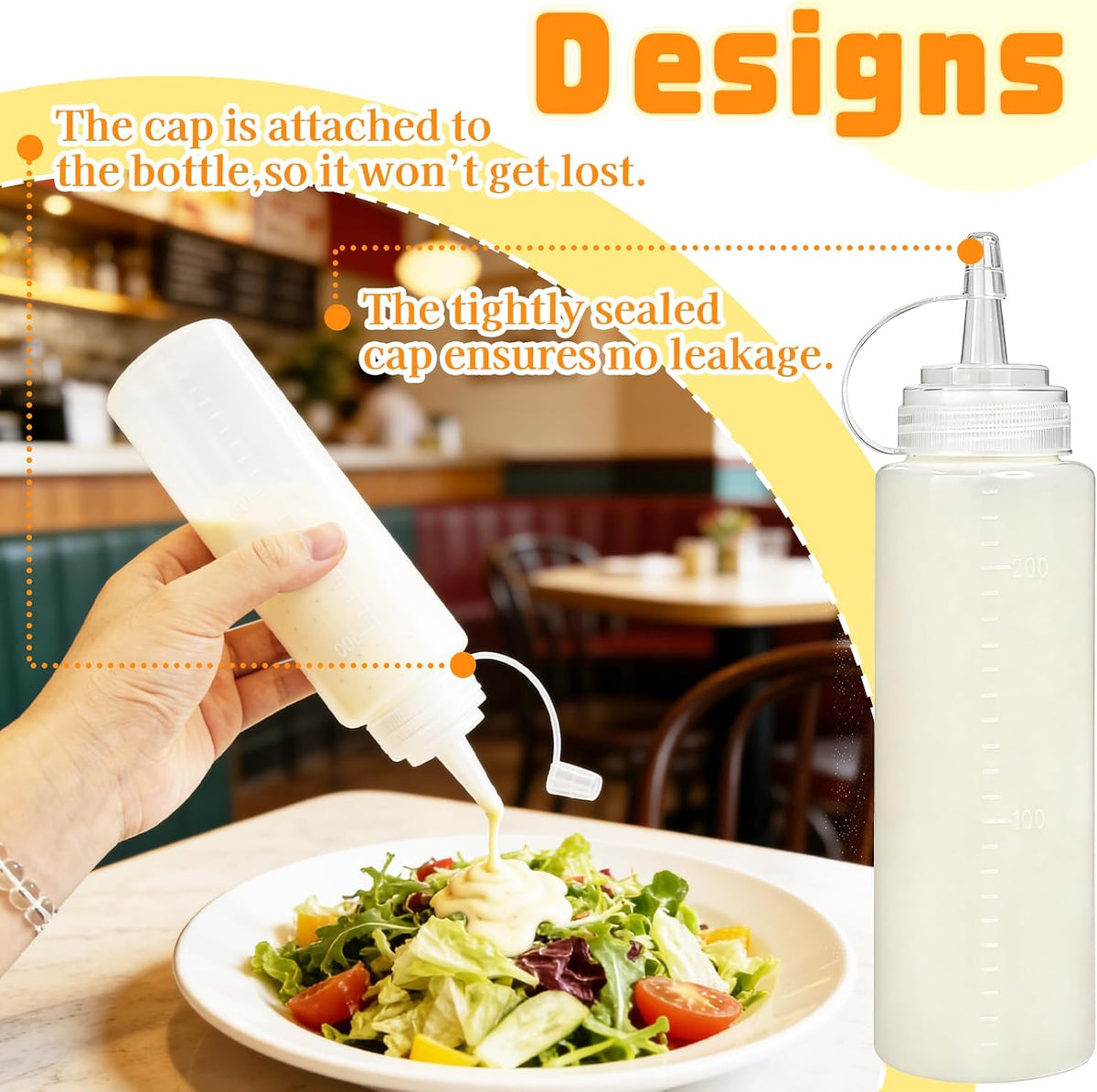 12 Pack 8 oz Plastic Condiment Squeeze Bottles,Multipurpose Squirt Bottles,Clear Sauce Bottle with Lids for
