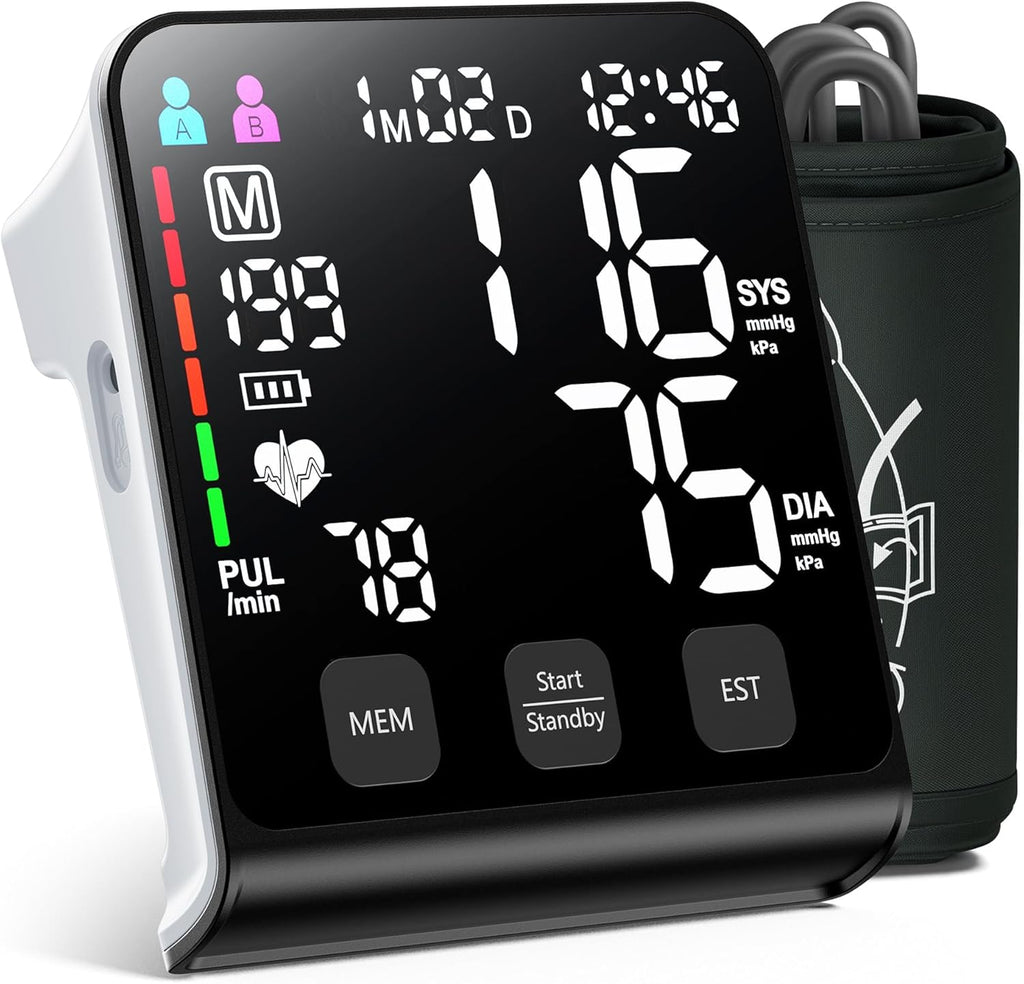 FDA-Cleared Blood Pressure Monitor, FSA&HSA Eligible Home & Travel BP Machine, Adjustable Wide-Range Cuff for Seniors
