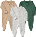 Baby Footie Pajamas Cotton with Mitten Cuffs, Double Zipper