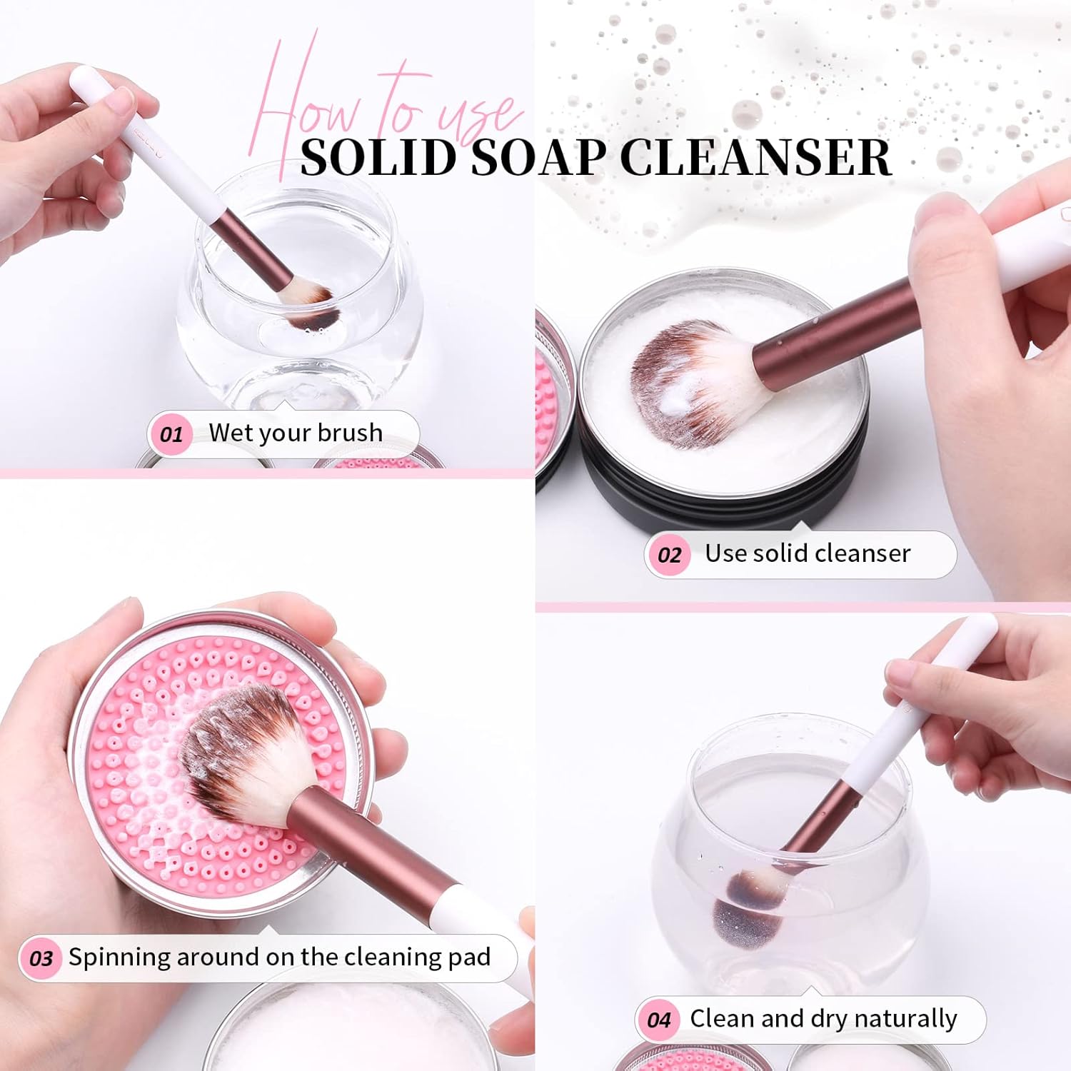 Makeup Brush Cleaner Shampoo Soap Solid Brush Cleaning Mat Removes Cosmetic Color Brush Cleaner Pad for Cleaning