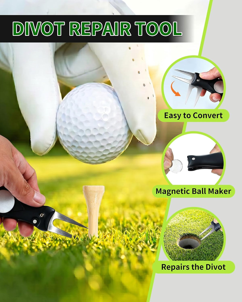 Golf Essentials Kit | Must Have Golf Accessories - Golf Water Brush, Golf Towel, Golf Club Brush, Golf Ball Marker