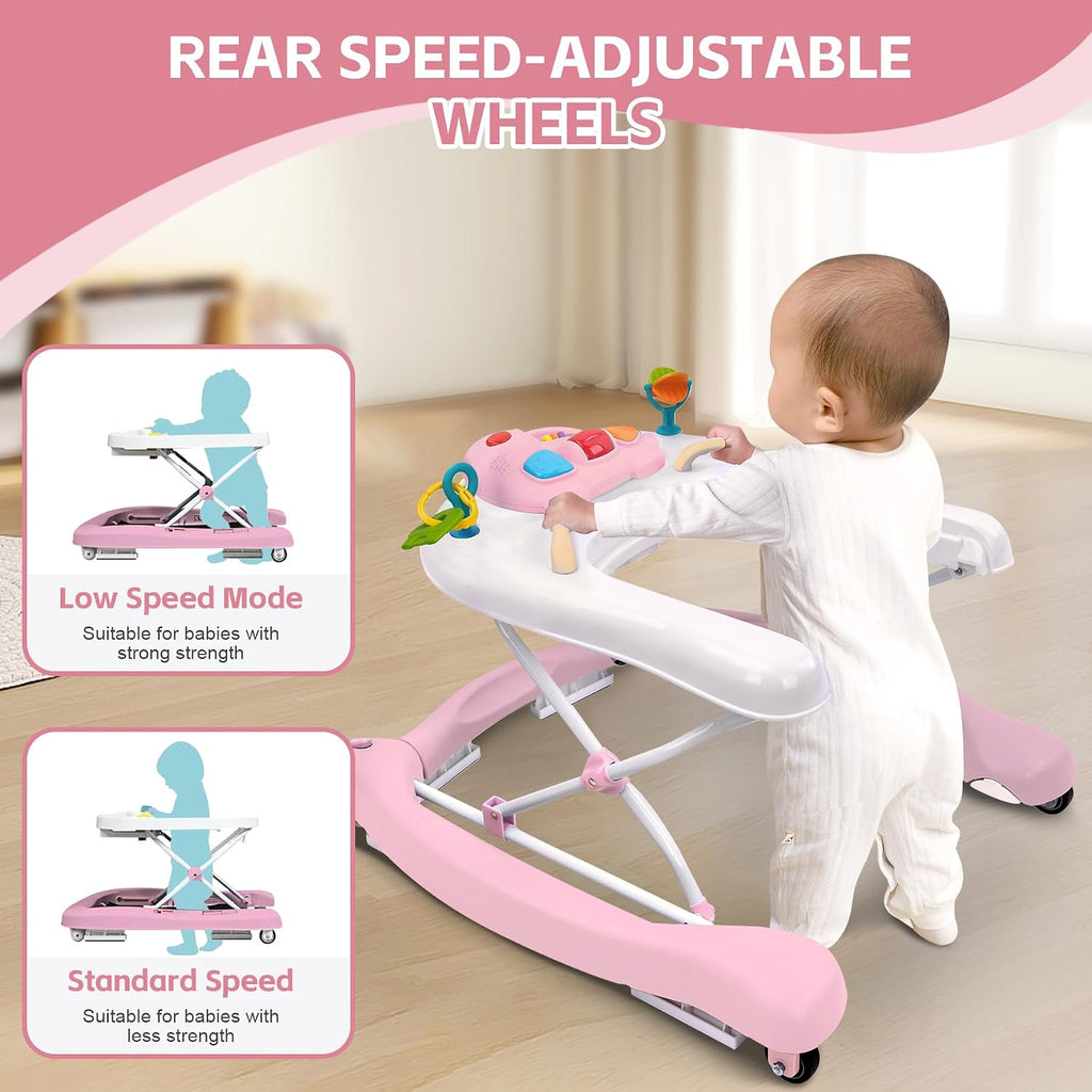 Foldable Baby 5-in-1 Activity Walker - Rocker, Activity Center, Bouncer, Seat Walker, Push Walker - Adjustable Speed
