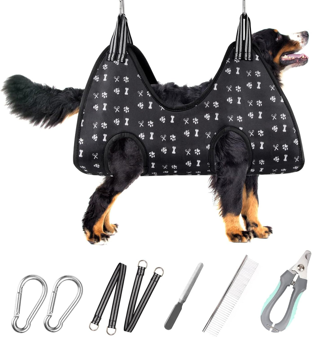 Pet Dog Grooming Hammock Harness for Nail Trimming (XXL 120lb), Dog Sling for Easy Clipping with Nail Clippers and File
