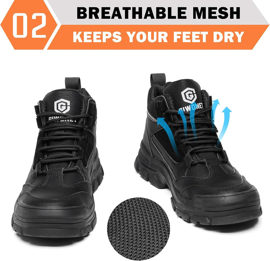 Steel Toe Boots for Men Women – Indestructibl Lightweight Work Boots Steel Toe Safety Shoes Slip Resistant High Top