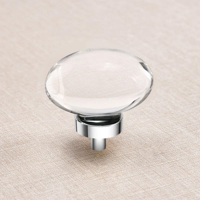 16 Pack Polished Chrome Crystal Cabinet Knobs, Oval Chrome Glass Cabinet Knobs Pulls for Dresser Drawers Kitchen
