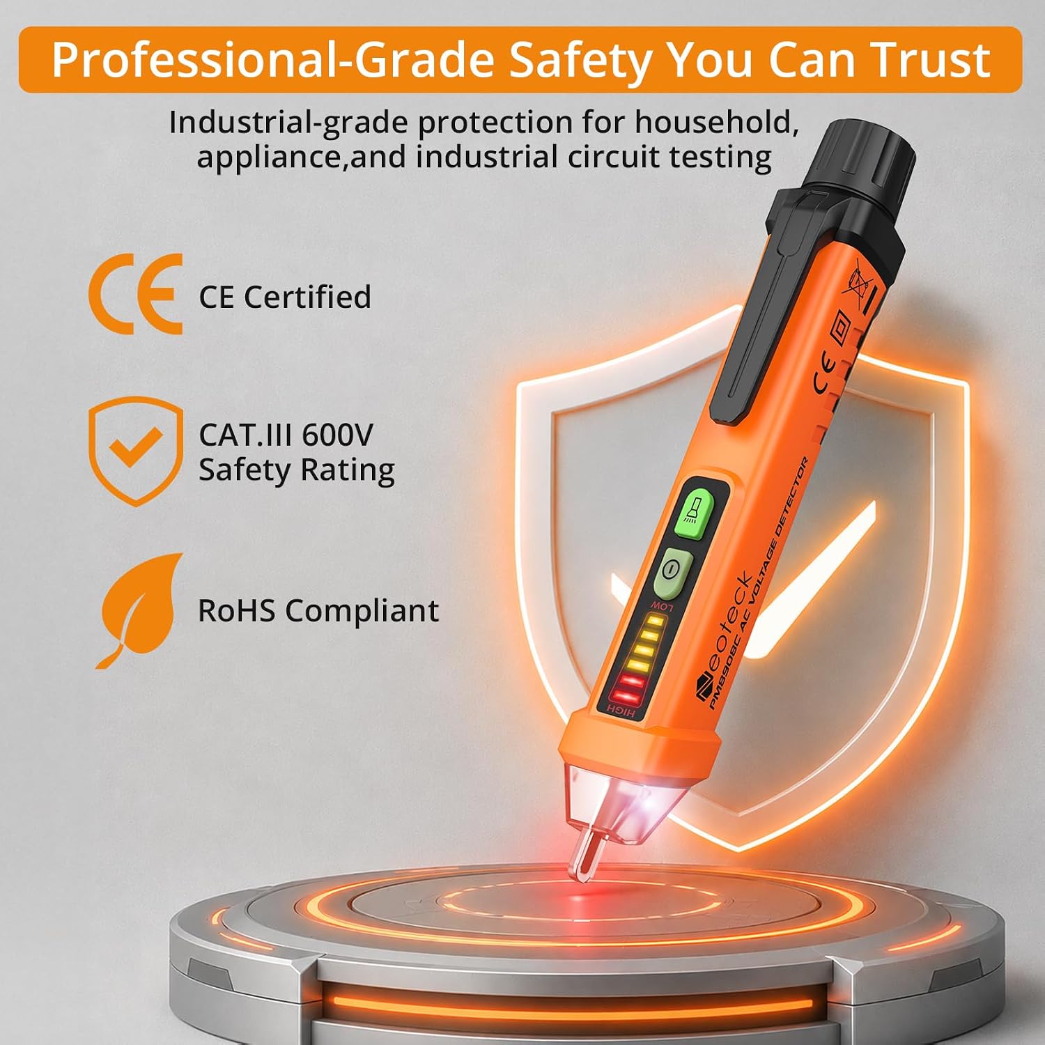Non Contact Voltage Detector 12-1000V AC Voltage Tester | Identifies Live and Null Wires with Audible Beeps and LED