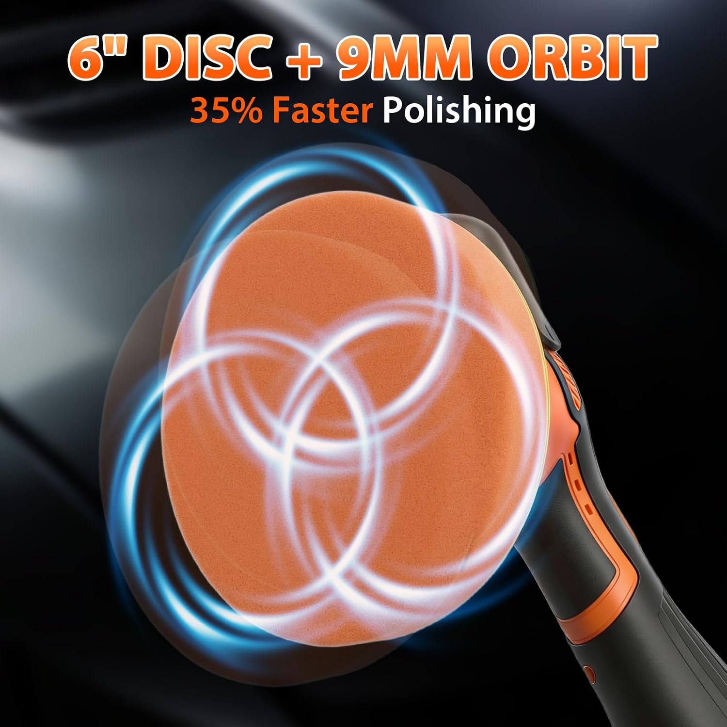 Cordless Car Buffer Polisher Kit, 2x4000mAh 21V Batteries, 6-Inch Orbital Car Polisher, 8 Variable Speeds, LED