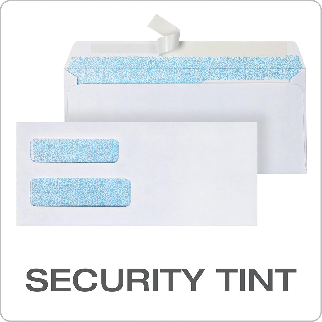 #10 Security Envelopes, 500 Pack, Double Window Self Seal Envelopes for Invoices, QuickBooks Checks and Business
